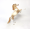 ALL SEASON-OOAK- CHAMPAGNE PINTO REARING PEBBLE MODEL HORSE BY AMANDA SB19