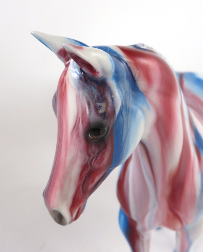 PATRIOTIC PUNCH RIBBON CANDY- OOAK RIBBON CANDY WEANLING MODEL HORSE BY KAYLA WESSE WHS 19