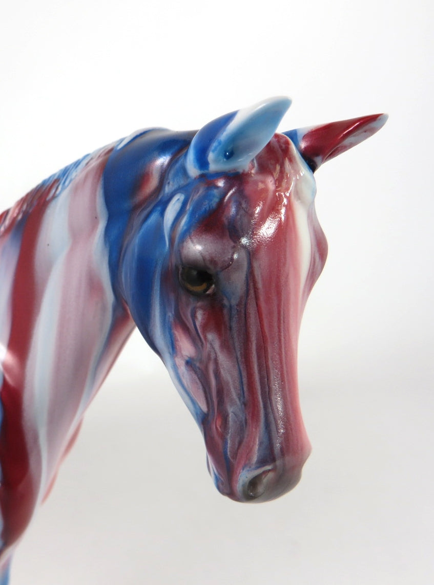 PATRIOTIC PUNCH RIBBON CANDY- OOAK RIBBON CANDY WEANLING MODEL HORSE BY KAYLA WESSE WHS 19
