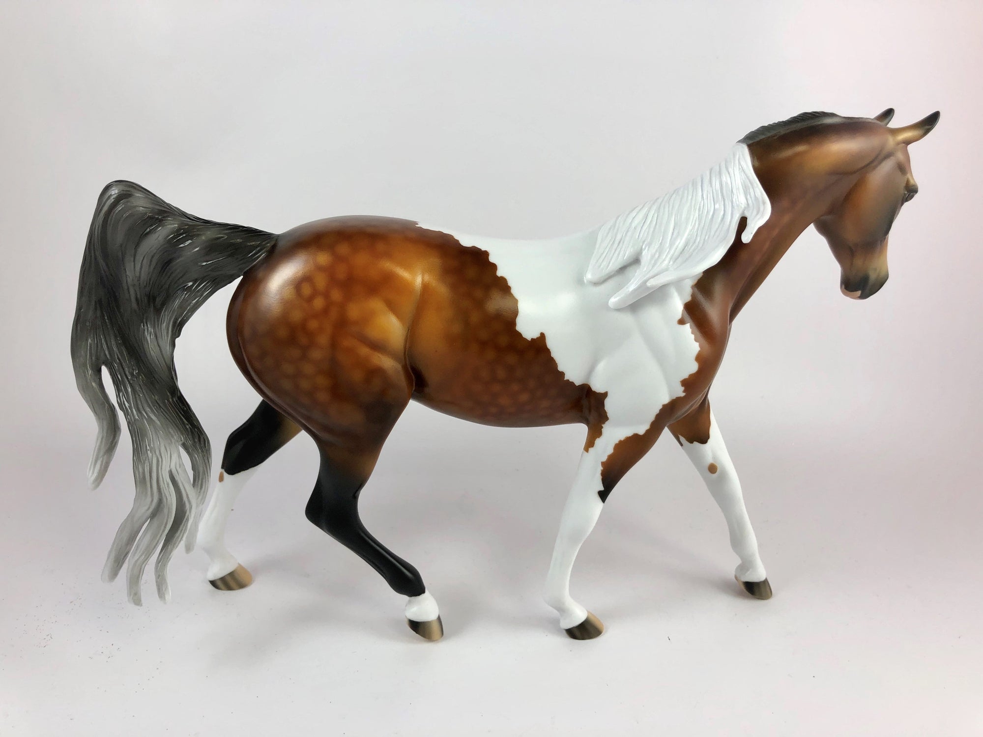 PIVOT -OOAK DAPPLE BAY PINTO PONY MODEL HORSE BY AUDREY DIXON 10/4/19