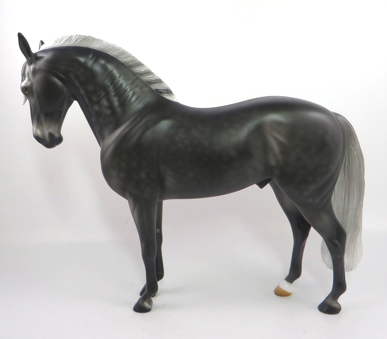 POPCORN BAR -- OOAK DARK DAPPLE GREY ANDALUSIAN MODEL HORSE BY AUDREY DIXON PJ 20