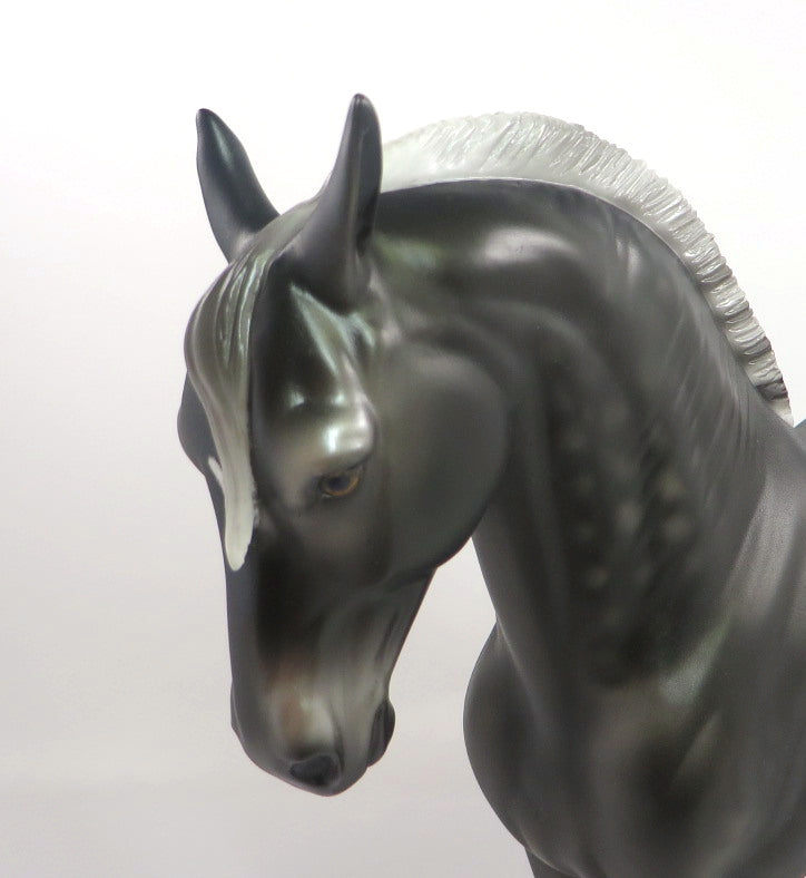 POPCORN BAR -- OOAK DARK DAPPLE GREY ANDALUSIAN MODEL HORSE BY AUDREY DIXON PJ 20
