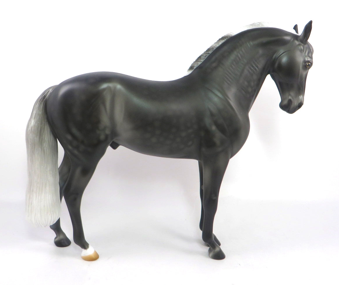 POPCORN BAR -- OOAK DARK DAPPLE GREY ANDALUSIAN MODEL HORSE BY AUDREY DIXON PJ 20