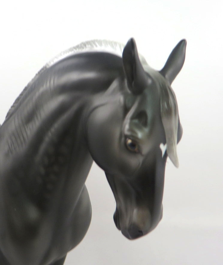 POPCORN BAR -- OOAK DARK DAPPLE GREY ANDALUSIAN MODEL HORSE BY AUDREY DIXON PJ 20