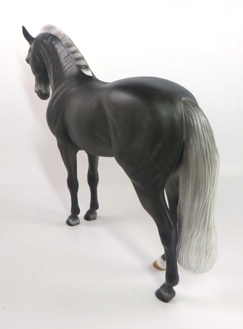 POPCORN BAR -- OOAK DARK DAPPLE GREY ANDALUSIAN MODEL HORSE BY AUDREY DIXON PJ 20