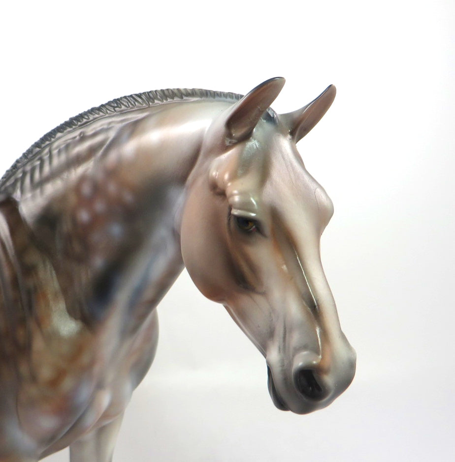 PRETTY ME PARTY-OOAK DAPPLE ROSE GREY HEAVY DRAFT MODEL HORSE PJ2020