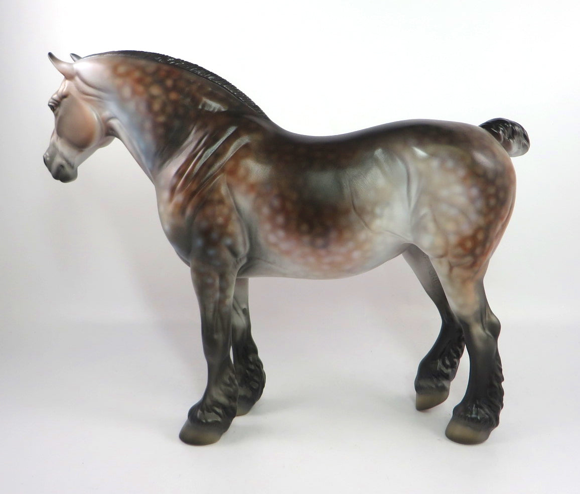 PRETTY ME PARTY-OOAK DAPPLE ROSE GREY HEAVY DRAFT MODEL HORSE PJ2020