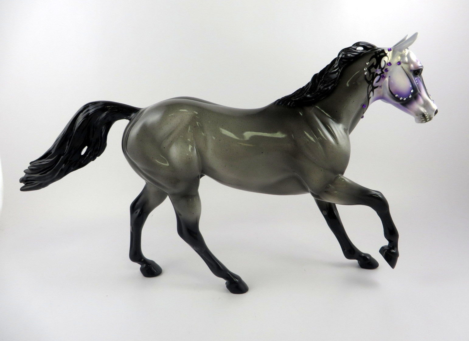 PURPLE CRAZE-OOAK GREY FQH SUGAR SKULL  BY MISSY FOX MM 19