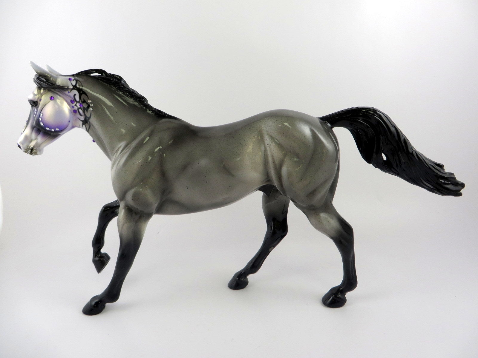 PURPLE CRAZE-OOAK GREY FQH SUGAR SKULL  BY MISSY FOX MM 19