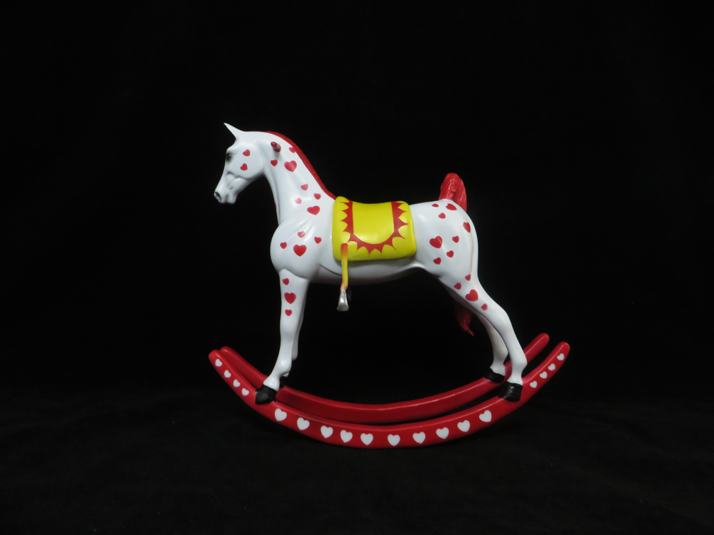 HEART BREAKER- OOAK ROCKING HORSE VALENTINES DECOARTOR WITH REMOVABLE SADDLE BY DAWN QUICK SB19