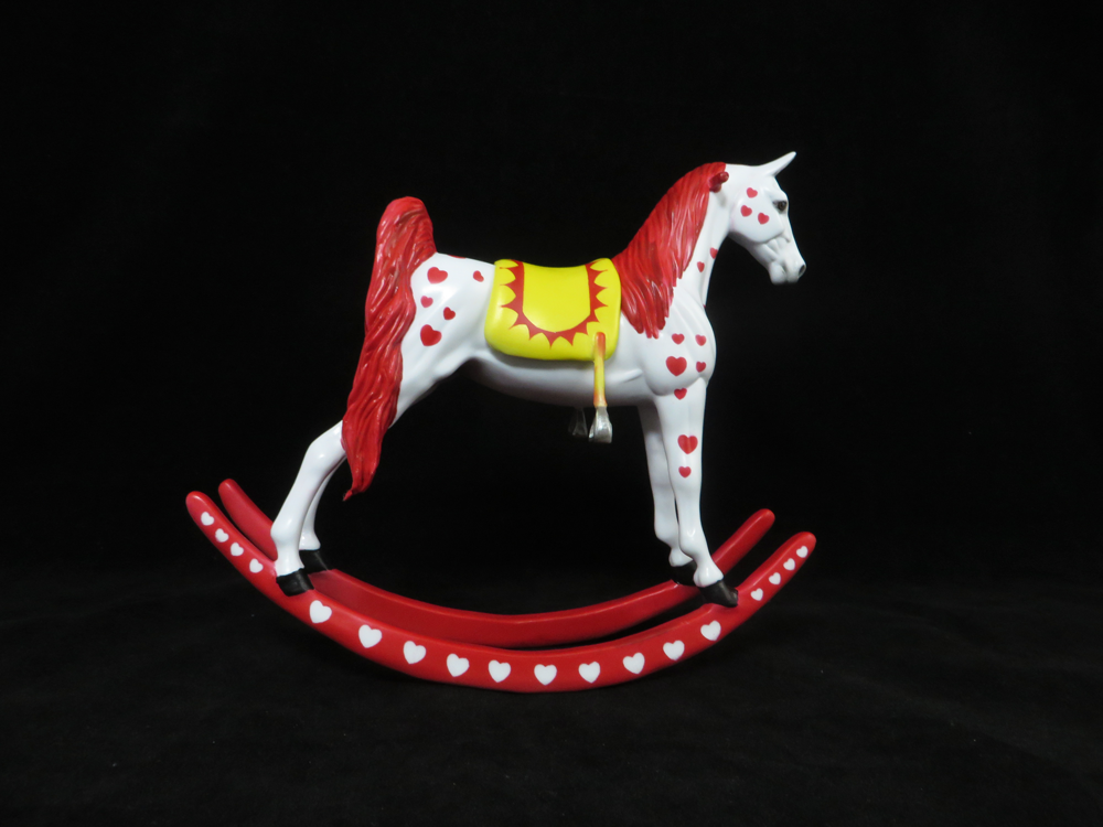 HEART BREAKER- OOAK ROCKING HORSE VALENTINES DECOARTOR WITH REMOVABLE SADDLE BY DAWN QUICK SB19