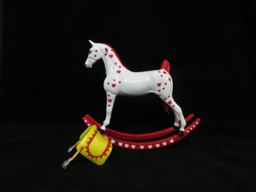 HEART BREAKER- OOAK ROCKING HORSE VALENTINES DECOARTOR WITH REMOVABLE SADDLE BY DAWN QUICK SB19
