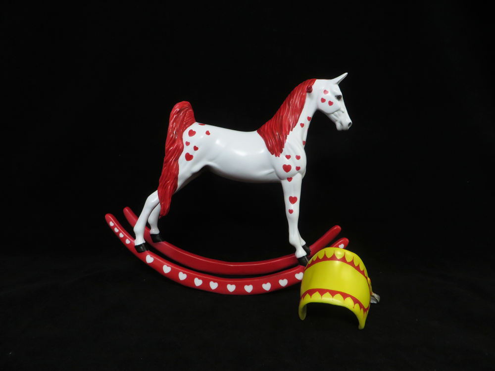 HEART BREAKER- OOAK ROCKING HORSE VALENTINES DECOARTOR WITH REMOVABLE SADDLE BY DAWN QUICK SB19