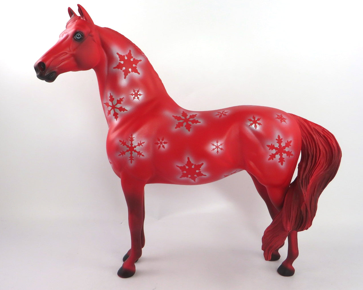 RUBY- OOAK RED SNOWFLAKE  CHRISTMAS DECORATOR MORGAN MODEL HORSE BY DAWN QUICK  WHS 19