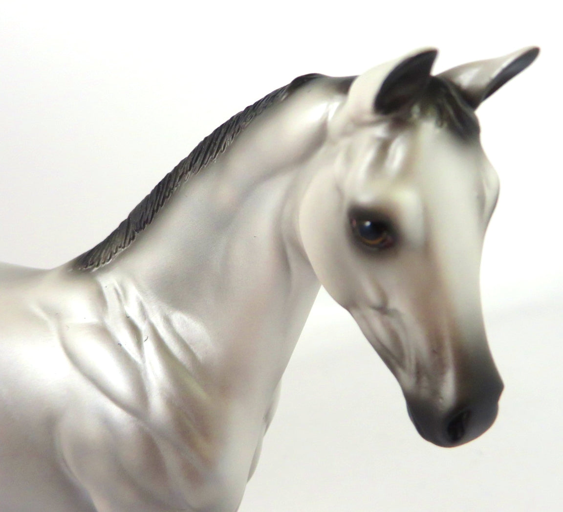 SANTA SOCKS - OOAKDAPPLE GREY WITH SANTA SOCKS  WEANLING MODEL HORSE BY MISSY FOX WHS 19