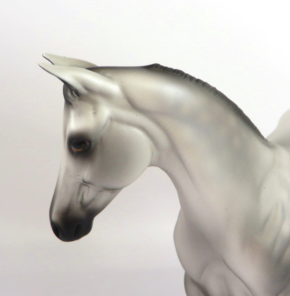 SANTA SOCKS - OOAKDAPPLE GREY WITH SANTA SOCKS  WEANLING MODEL HORSE BY MISSY FOX WHS 19