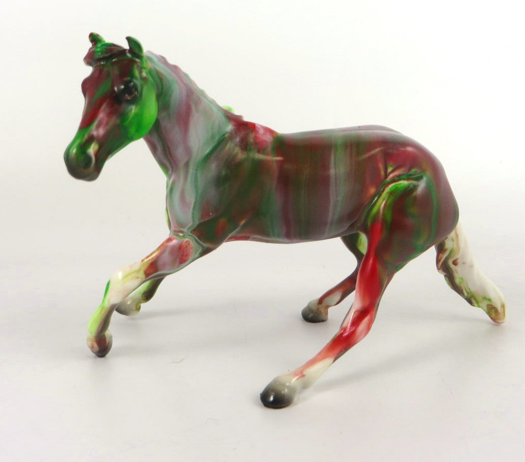 SCARLET RED-GREEN CUTTER CHIP -OOAK   DECORATOR CUTTER CHIP BY KAYLA WESSE WHS19