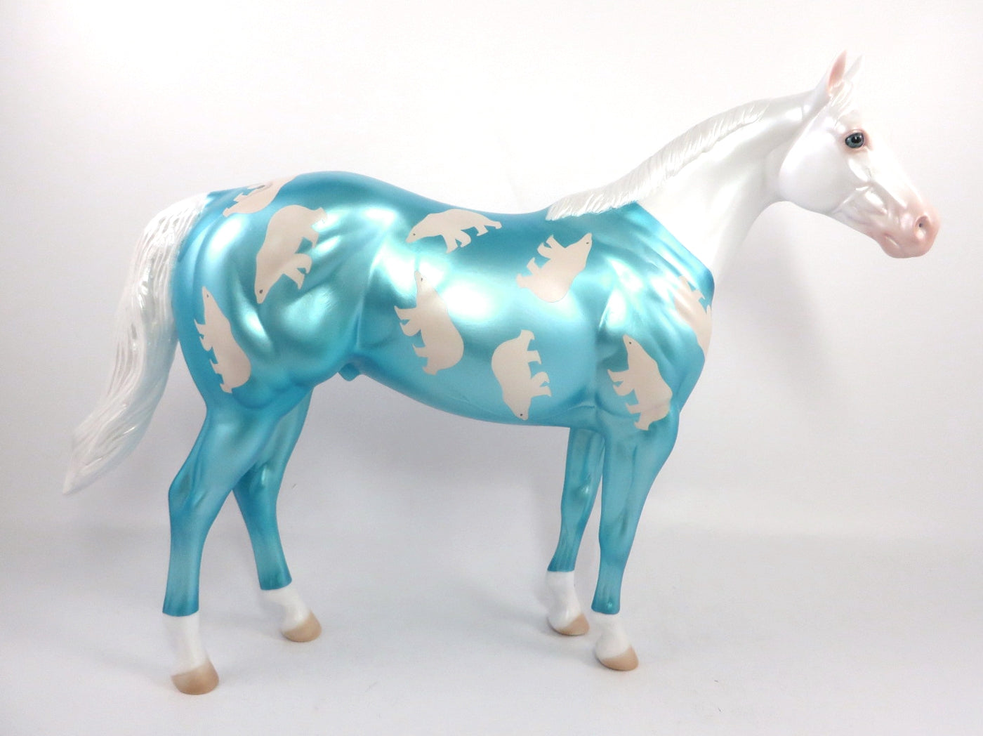 SLEEPY PANTS- OOAK WHITE WITH BLUE PAJAMAS DECORATOR ISH MODEL HORSE BY MISSY FOX PJ20