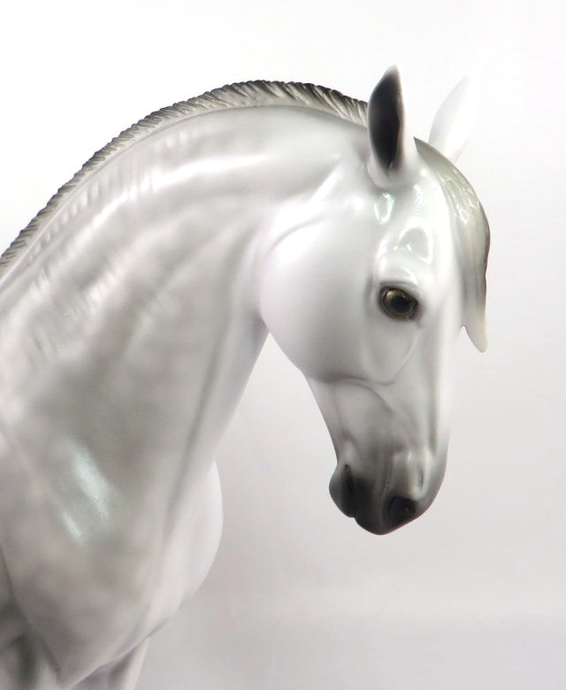 SNEAKING OUT - OOAK LIGHT DAPPLE GREY ANDALUSIAN MODEL HORSE BY MISSY FOX  PJ20