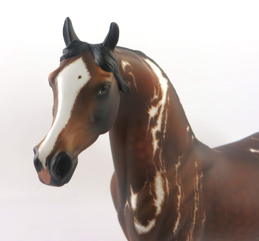 SNOW STORM-OOAK REVERSE DAPPLE BAY ARABIAN MODEL HORSE WHS 19