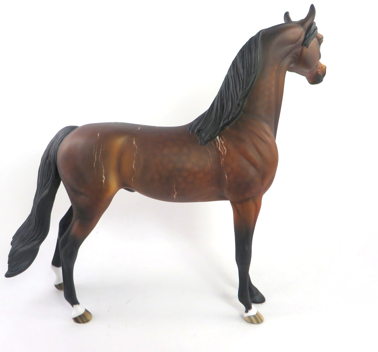 SNOW STORM-OOAK REVERSE DAPPLE BAY ARABIAN MODEL HORSE WHS 19