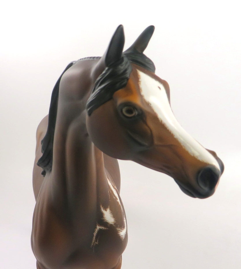 SNOW STORM-OOAK REVERSE DAPPLE BAY ARABIAN MODEL HORSE WHS 19