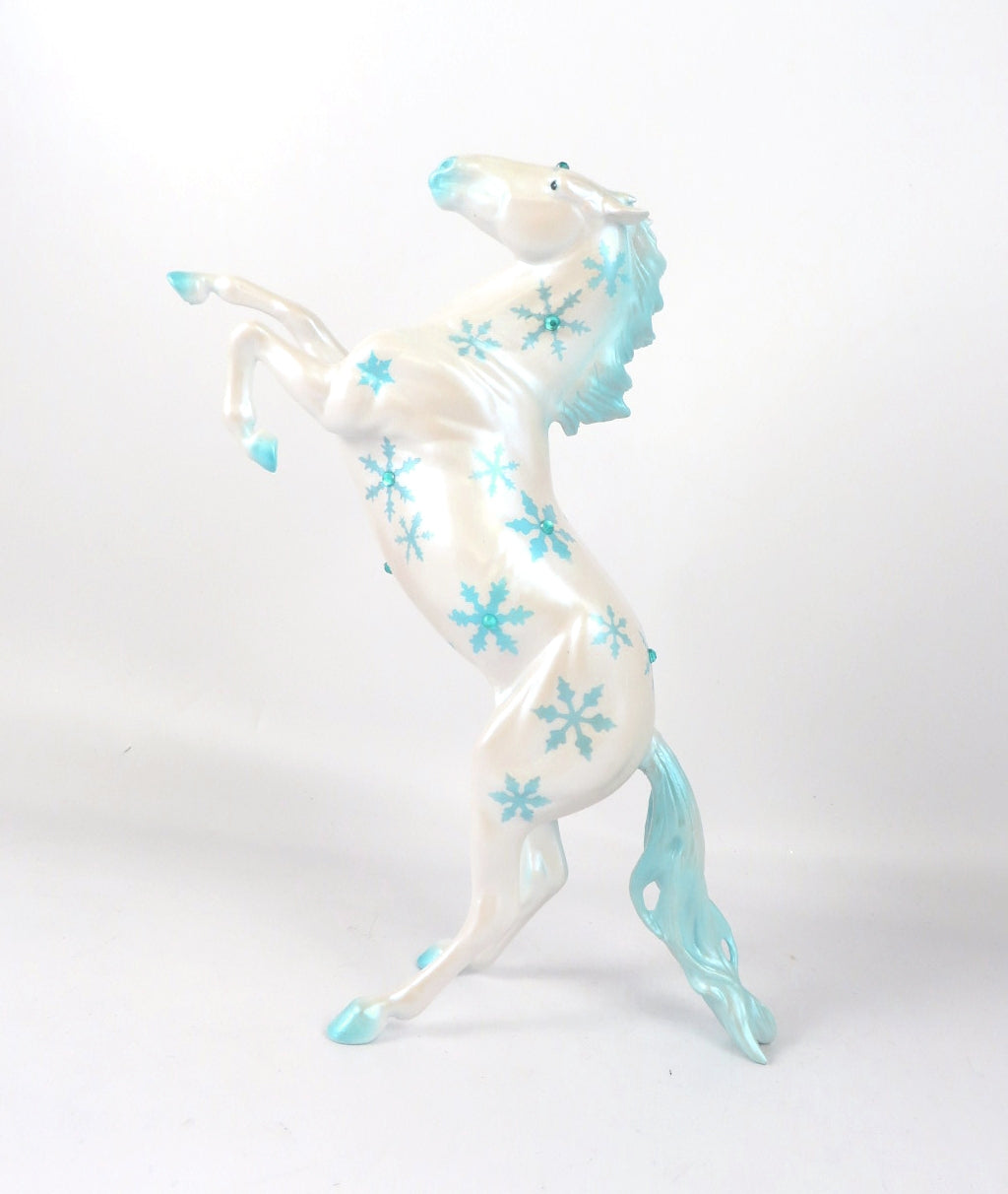 SNOWDROP- OOAK LIGHT BLUE WITH SNOWFLAKES REARING PEBBLE BY  AUDREY DIXON WHS19