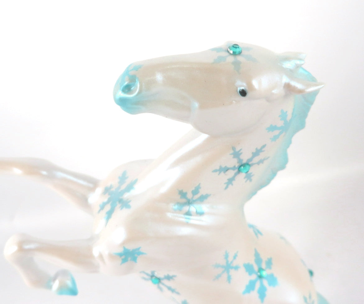 SNOWDROP- OOAK LIGHT BLUE WITH SNOWFLAKES REARING PEBBLE BY  AUDREY DIXON WHS19