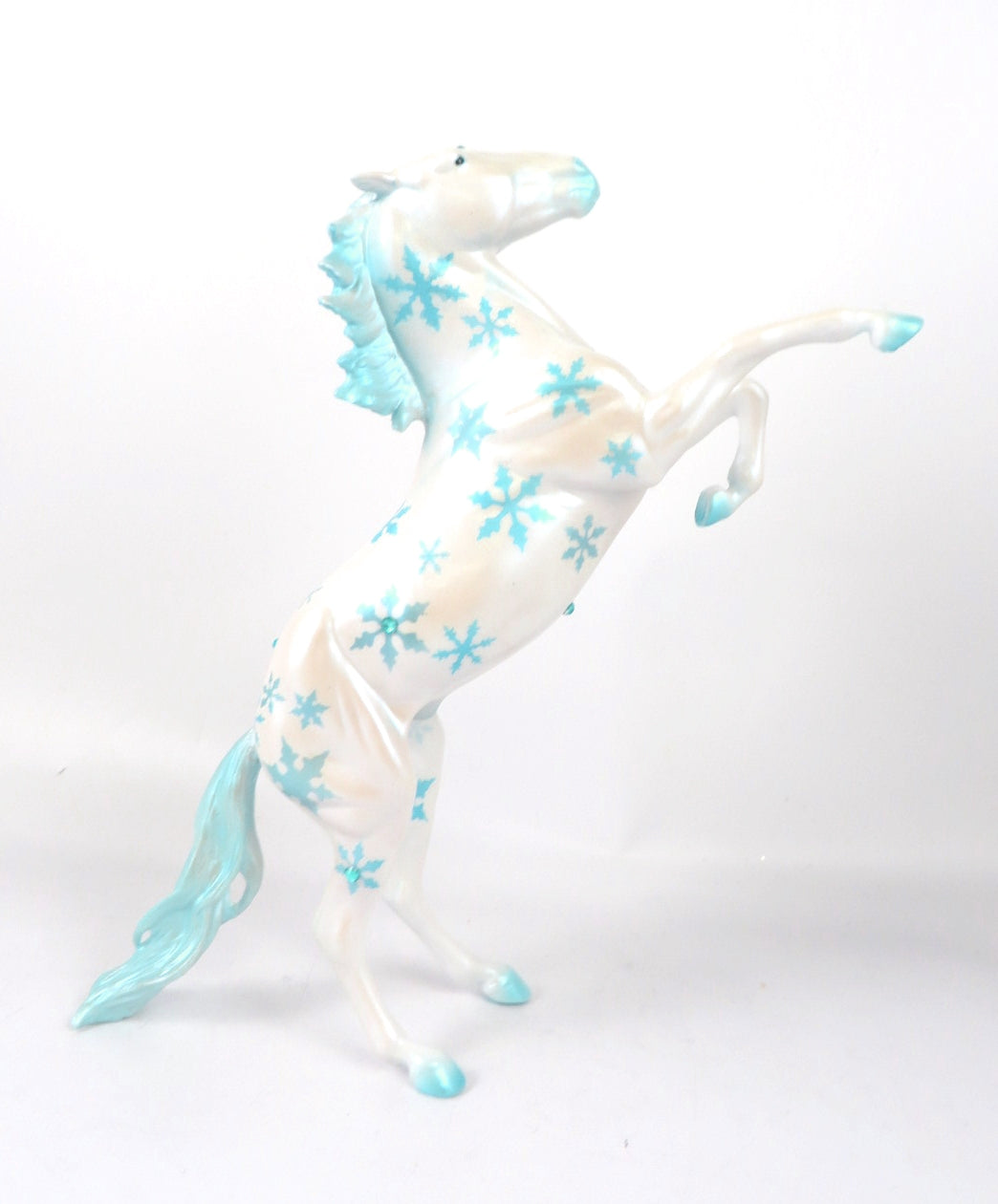 SNOWDROP- OOAK LIGHT BLUE WITH SNOWFLAKES REARING PEBBLE BY  AUDREY DIXON WHS19