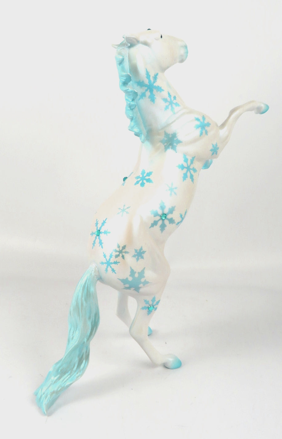 SNOWDROP- OOAK LIGHT BLUE WITH SNOWFLAKES REARING PEBBLE BY  AUDREY DIXON WHS19