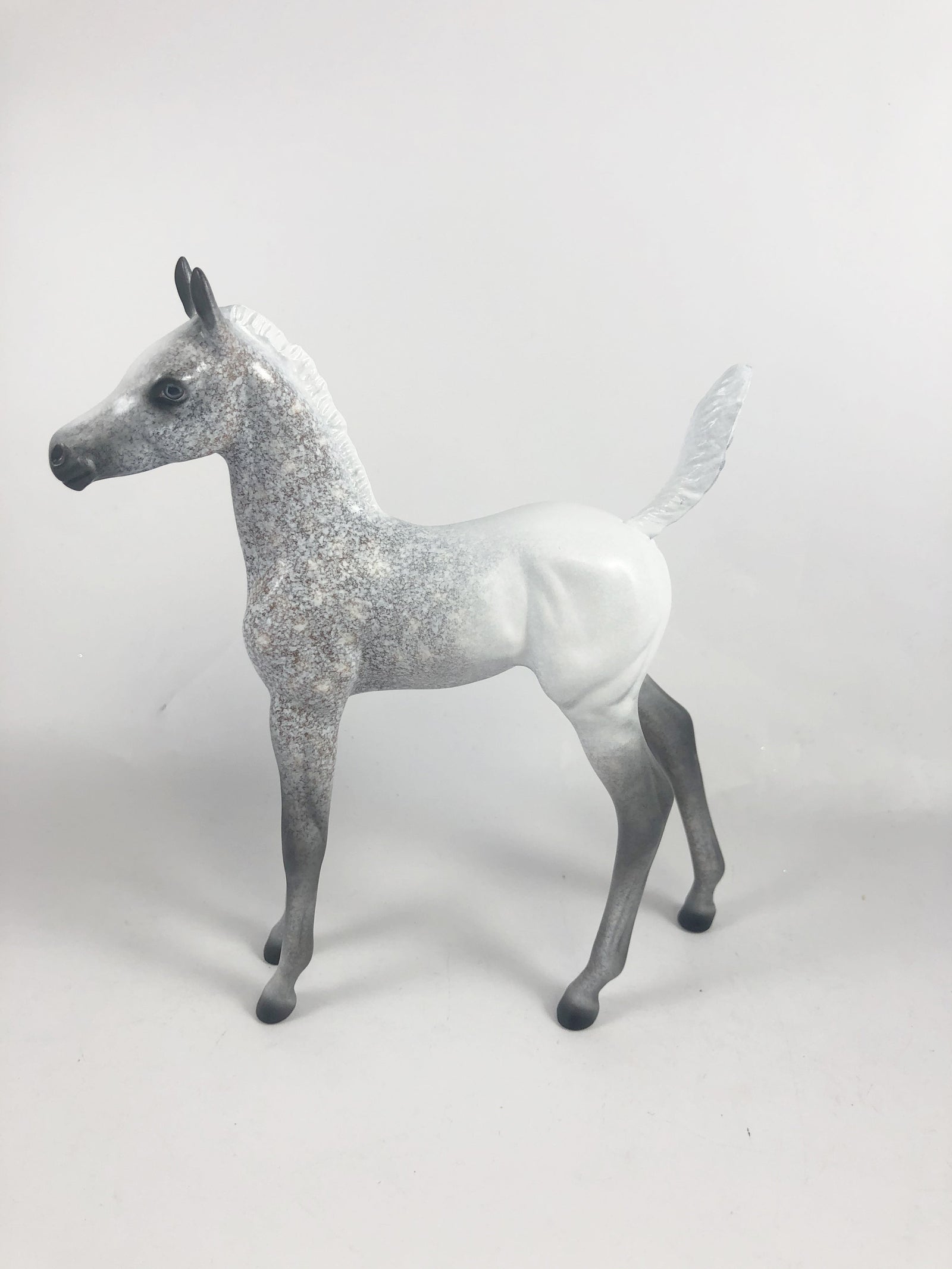 GRAVEYARD SHIFT -OOAK GREY DECORATOR ARABIAN FOAL MODEL HORSE BY AL KATT  MM19