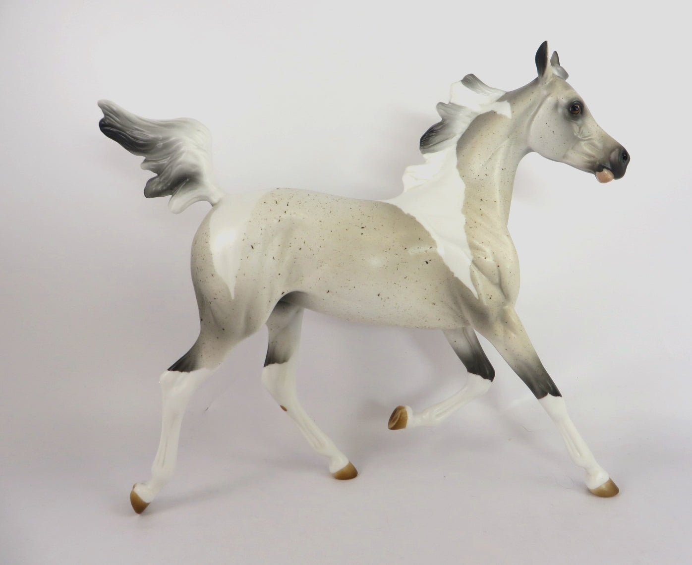 STAR-OOAK FLEA BIT GREY PINTO YEARLING MODEL HORSE BY AUDREY DIXON WHS19