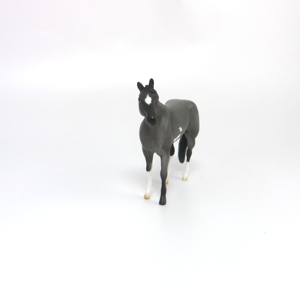 BAYOU- OOAK GREY ROAN STOCK CHIP MODEL HORSE BY MISSY FOX 3-5-19