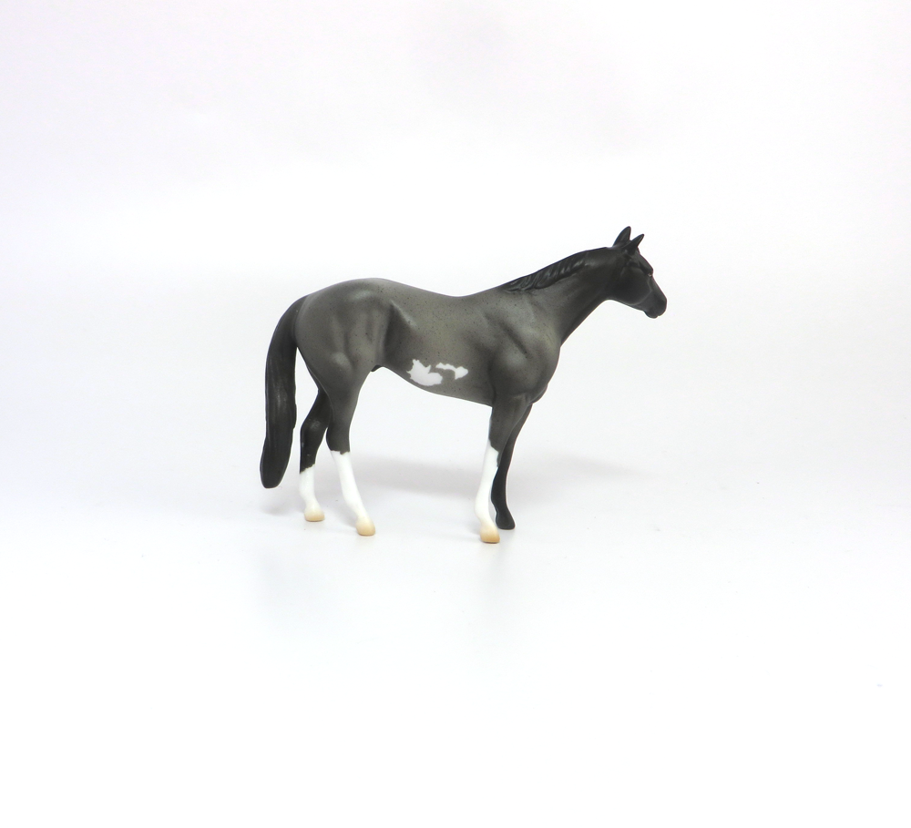BAYOU- OOAK GREY ROAN STOCK CHIP MODEL HORSE BY MISSY FOX 3-5-19