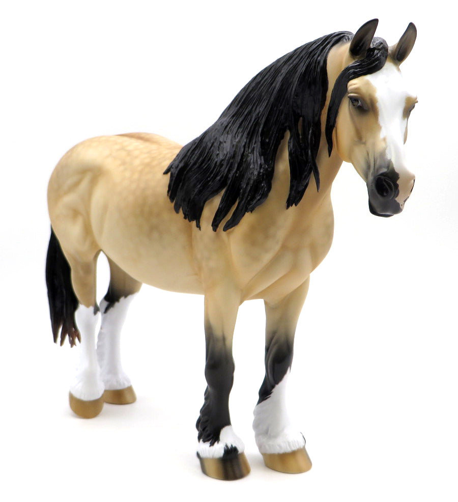 Storm&#39;s Eye-OOAK Dapple Buckskin Heavy Drafter Painted by Ellen Robbins 1/10/21