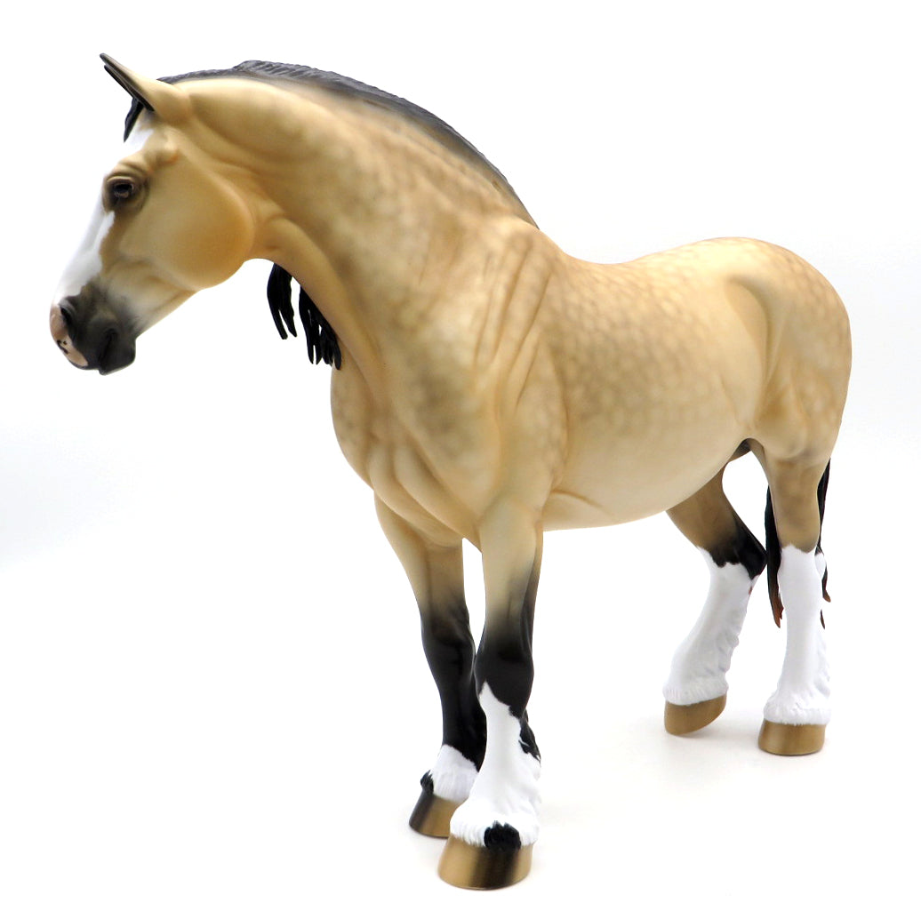 Storm&#39;s Eye-OOAK Dapple Buckskin Heavy Drafter Painted by Ellen Robbins 1/10/21