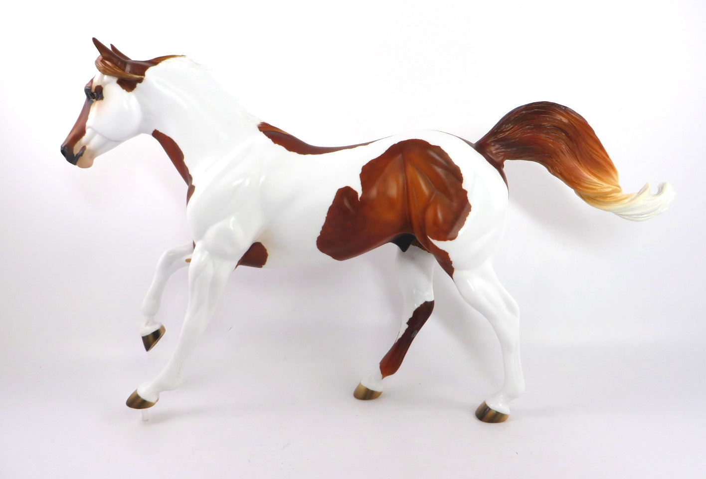 STRAIGHT ARM - OOAK DAPPLE CHESTUT PINTO FOUNDATION QUARTER HORSE WITH PEG BY AUDREY DIXON SB20