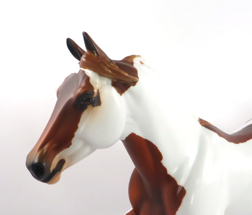 STRAIGHT ARM - OOAK DAPPLE CHESTUT PINTO FOUNDATION QUARTER HORSE WITH PEG BY AUDREY DIXON SB20