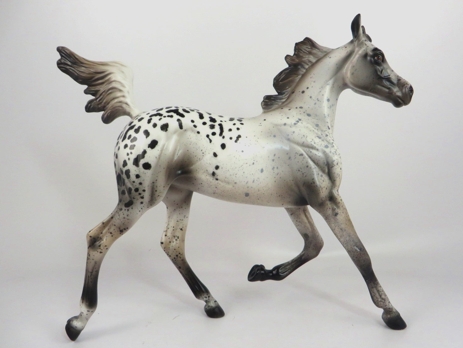 PEPPER -OOAK BLACK APPY SPOTTED YEARLING MODEL HORSE BY AL KATT WHS 19