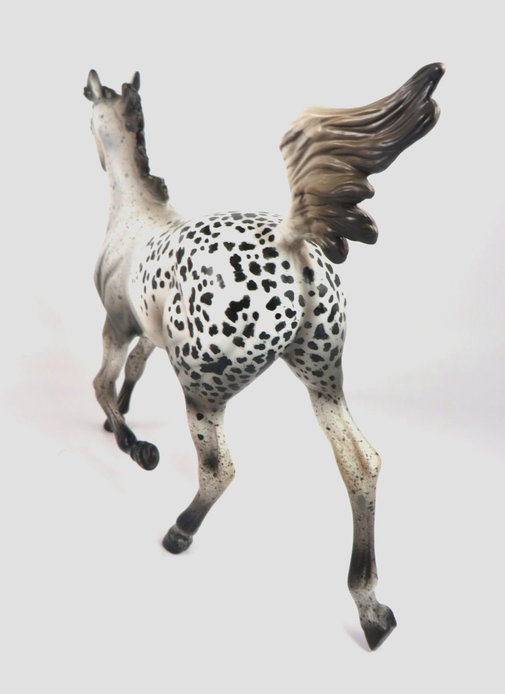 PEPPER -OOAK BLACK APPY SPOTTED YEARLING MODEL HORSE BY AL KATT WHS 19
