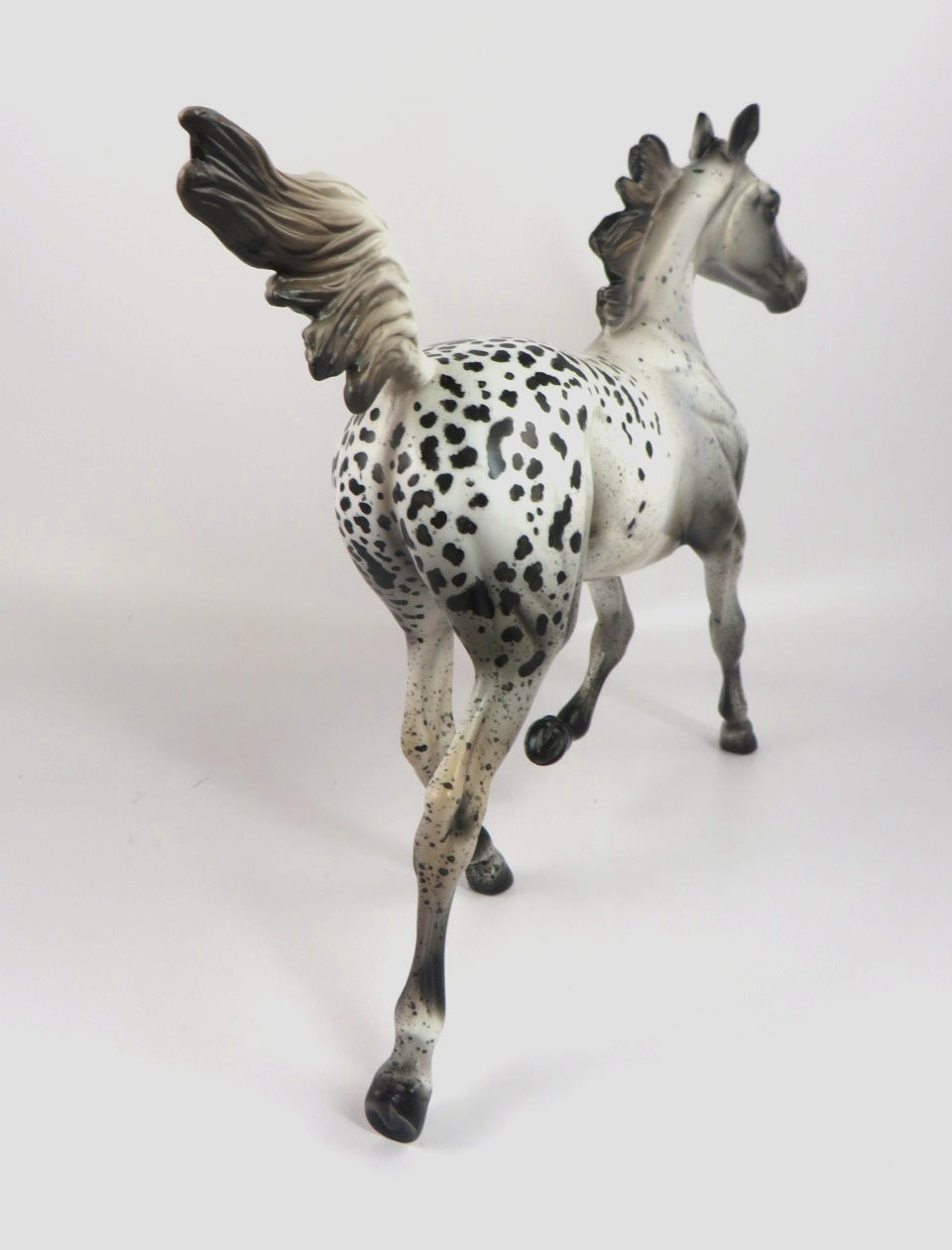 PEPPER -OOAK BLACK APPY SPOTTED YEARLING MODEL HORSE BY AL KATT WHS 19