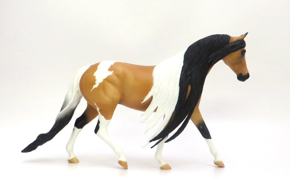 TANSLEY - OOAK BUCSKIN PINTO PONY WITH LONG MANE AND TAIL EA20