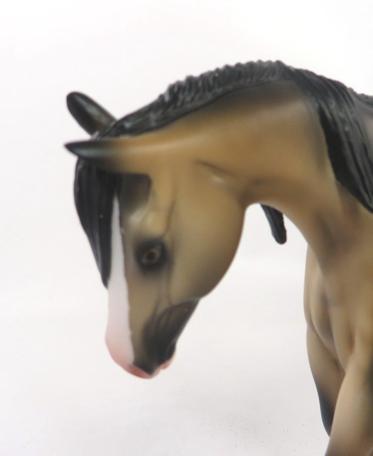 TEXAS HOLD EM'-OOAK DAPPLE BUCKSKIN PEBBLES WARMBLOOD MODEL HORSE 1/20/20