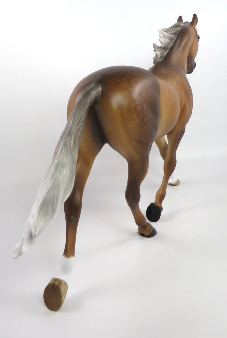 THE BLONDE BOMBER - OOAK  DAPPLED SILVER BAY PALOUSE MODEL HORSE BY SHERYL LEISURE