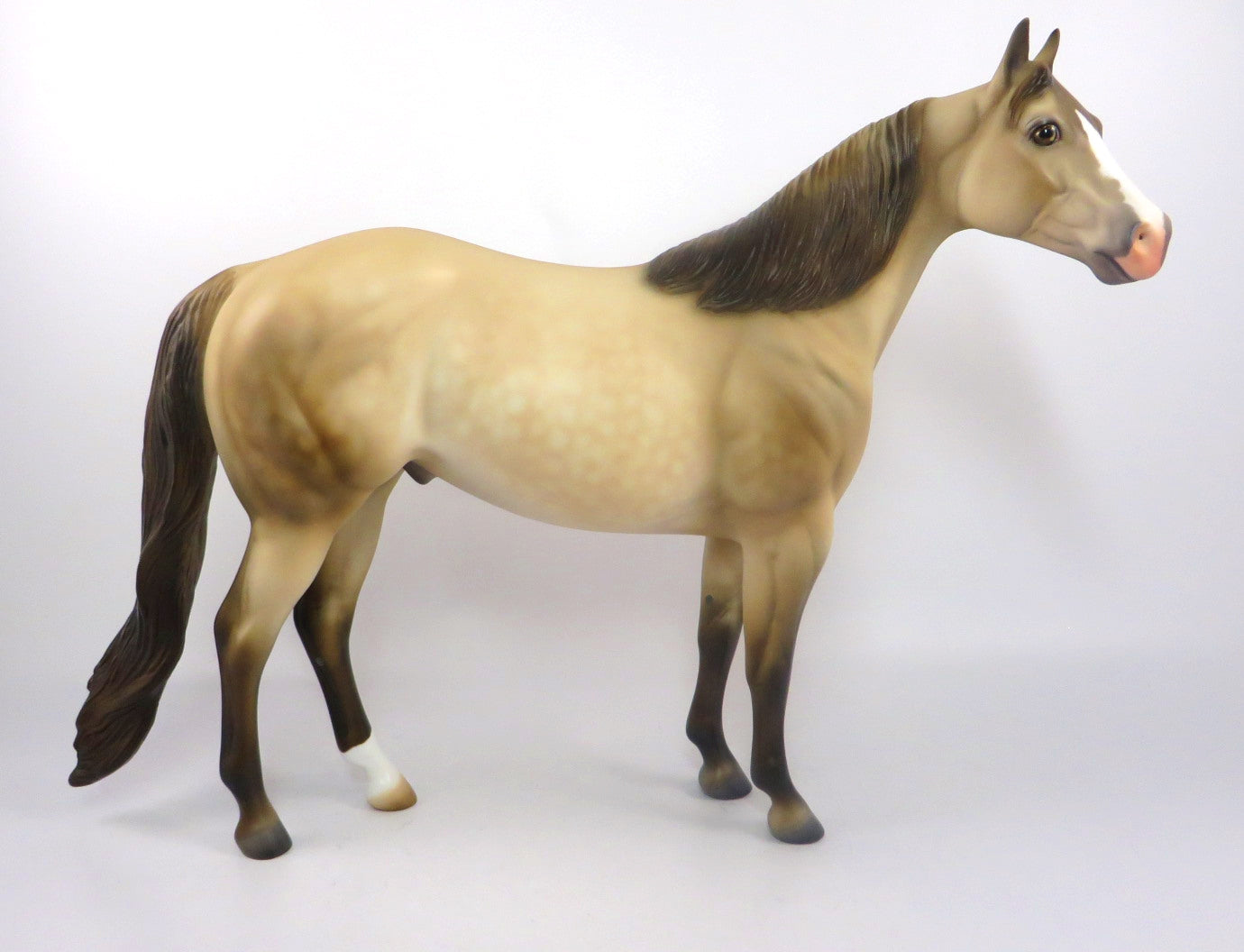 THE DIESEL - OOAK PALE BUCKSKIN WITH DAPPLES ISH MODEL HORSE BY JULIE KEIM SB20