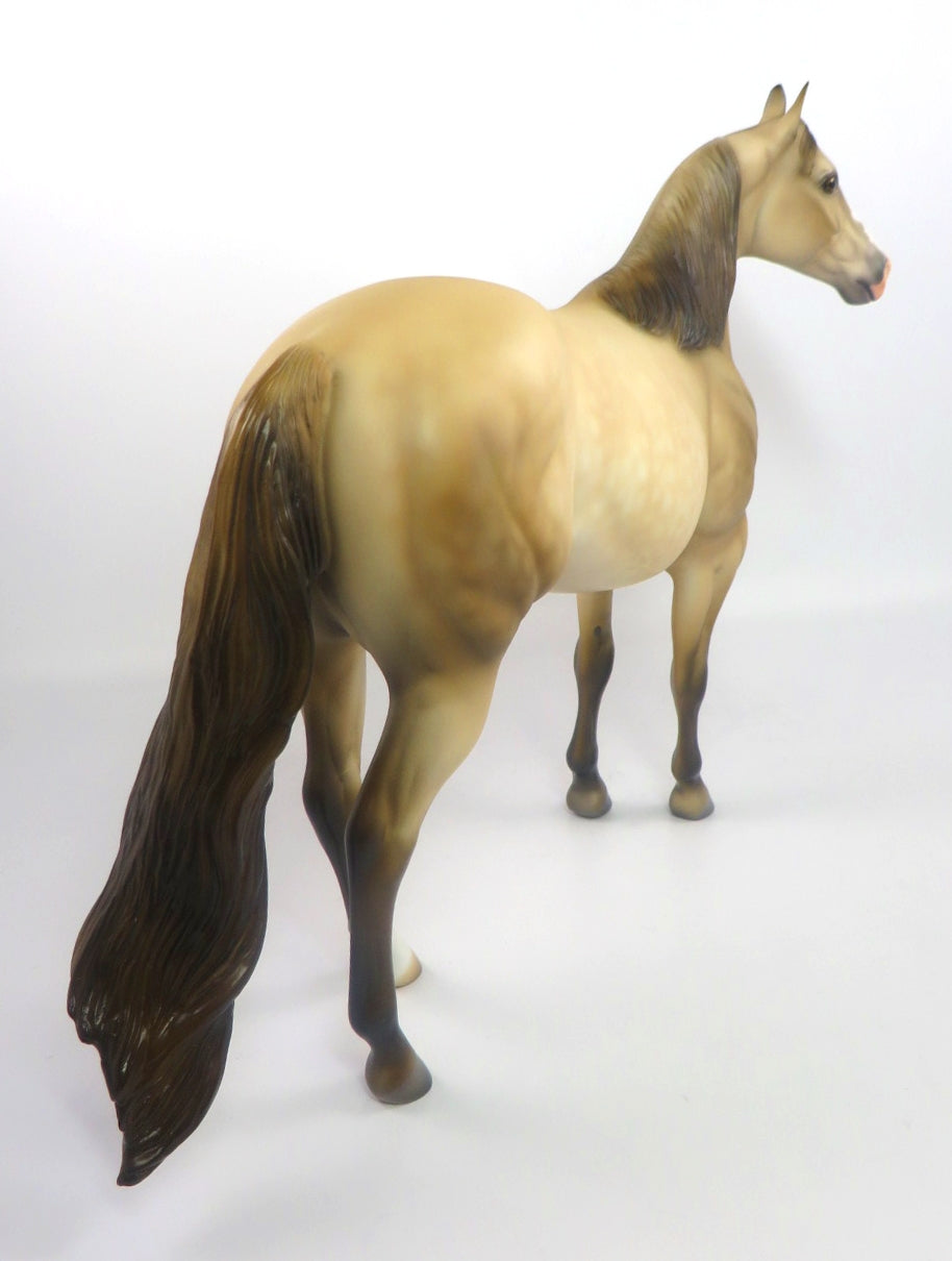 THE DIESEL - OOAK PALE BUCKSKIN WITH DAPPLES ISH MODEL HORSE BY JULIE KEIM SB20