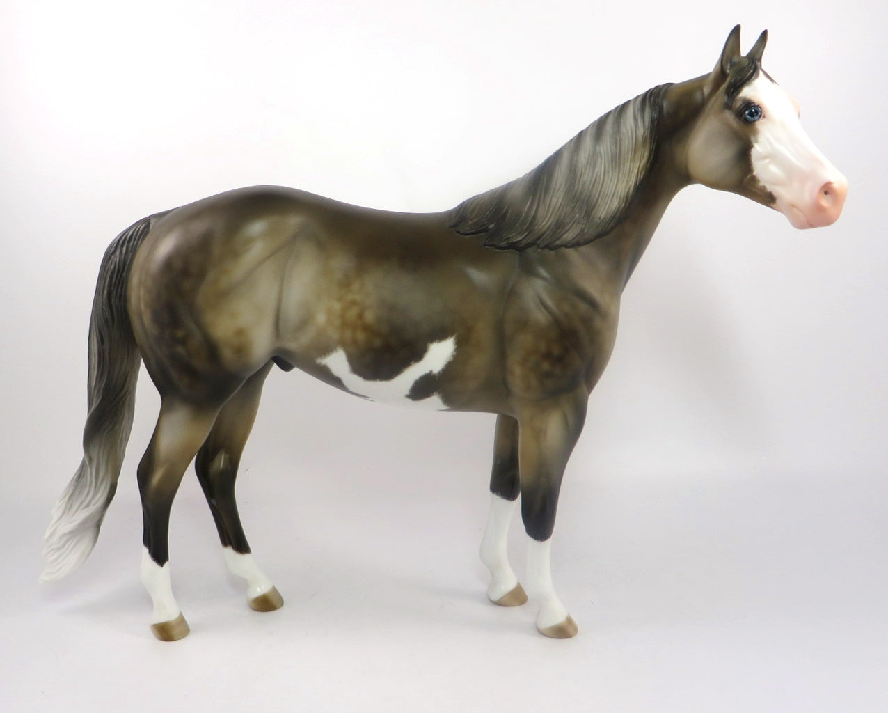 THE G MAN - OOAK CHOCOLATE PALAMINO OVERO WITH DAPPLES ISH MODEL HORSE BY JULIE KEIM SB20