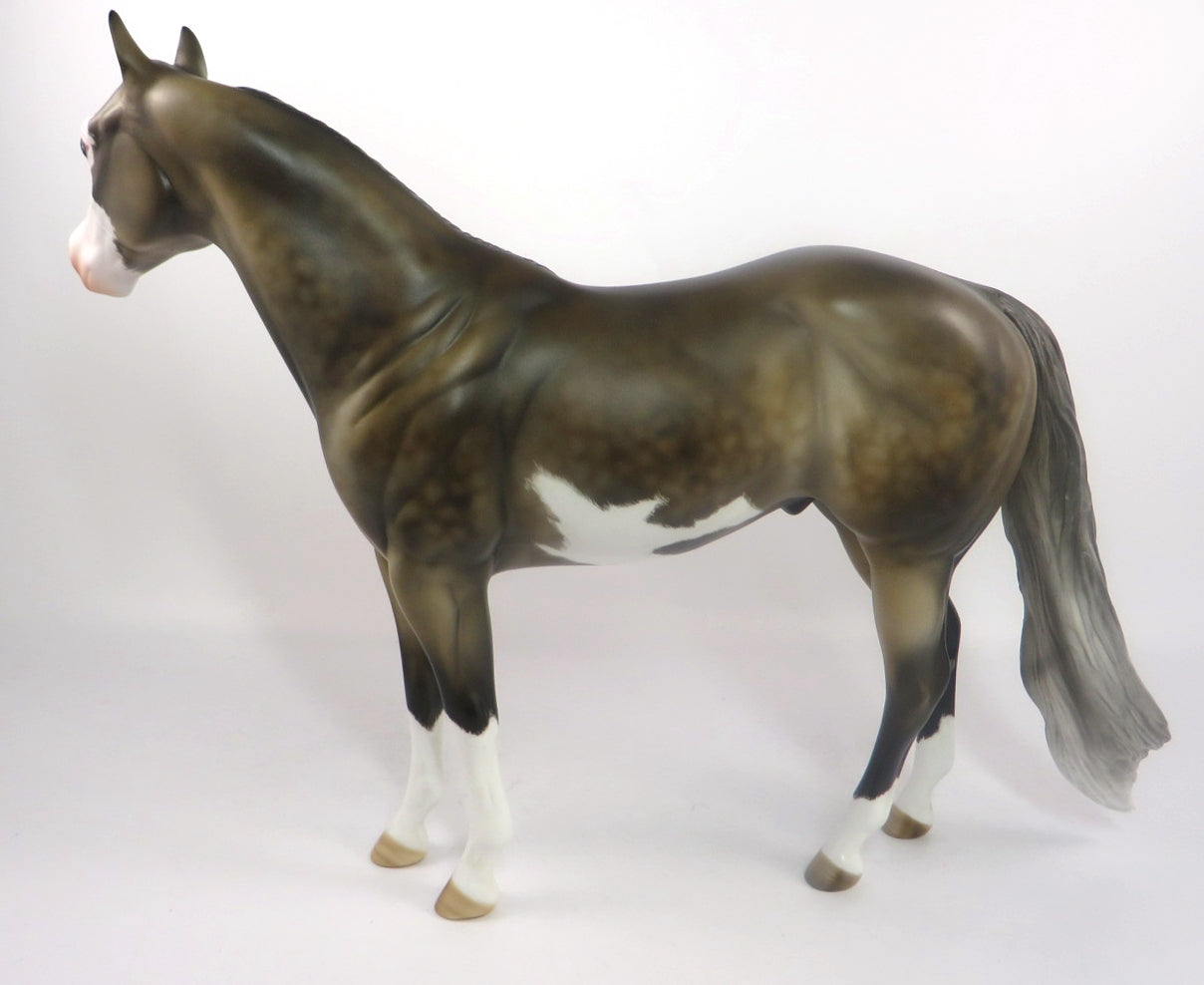 THE G MAN - OOAK CHOCOLATE PALAMINO OVERO WITH DAPPLES ISH MODEL HORSE BY JULIE KEIM SB20