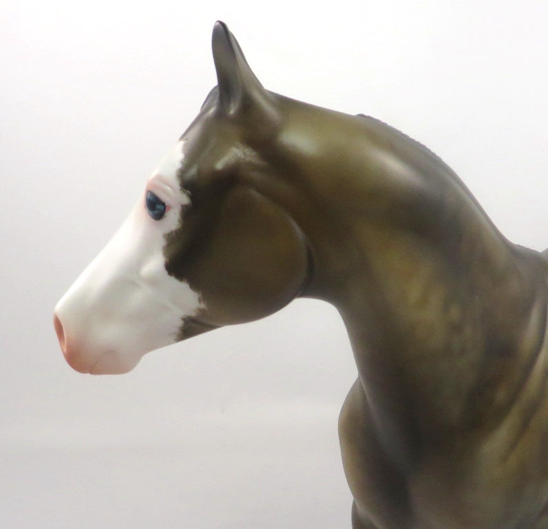 THE G MAN - OOAK CHOCOLATE PALAMINO OVERO WITH DAPPLES ISH MODEL HORSE BY JULIE KEIM SB20