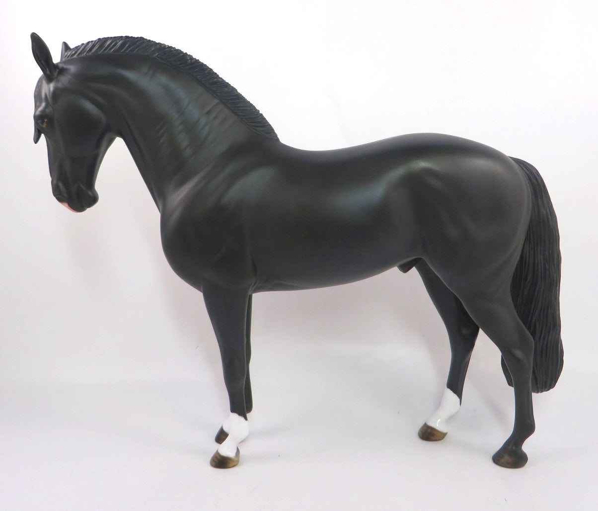 MIDNIGHT HOUR-OOAK DAPPLE BLACK ANDALUSIAN MODEL HORSE PJ 2020